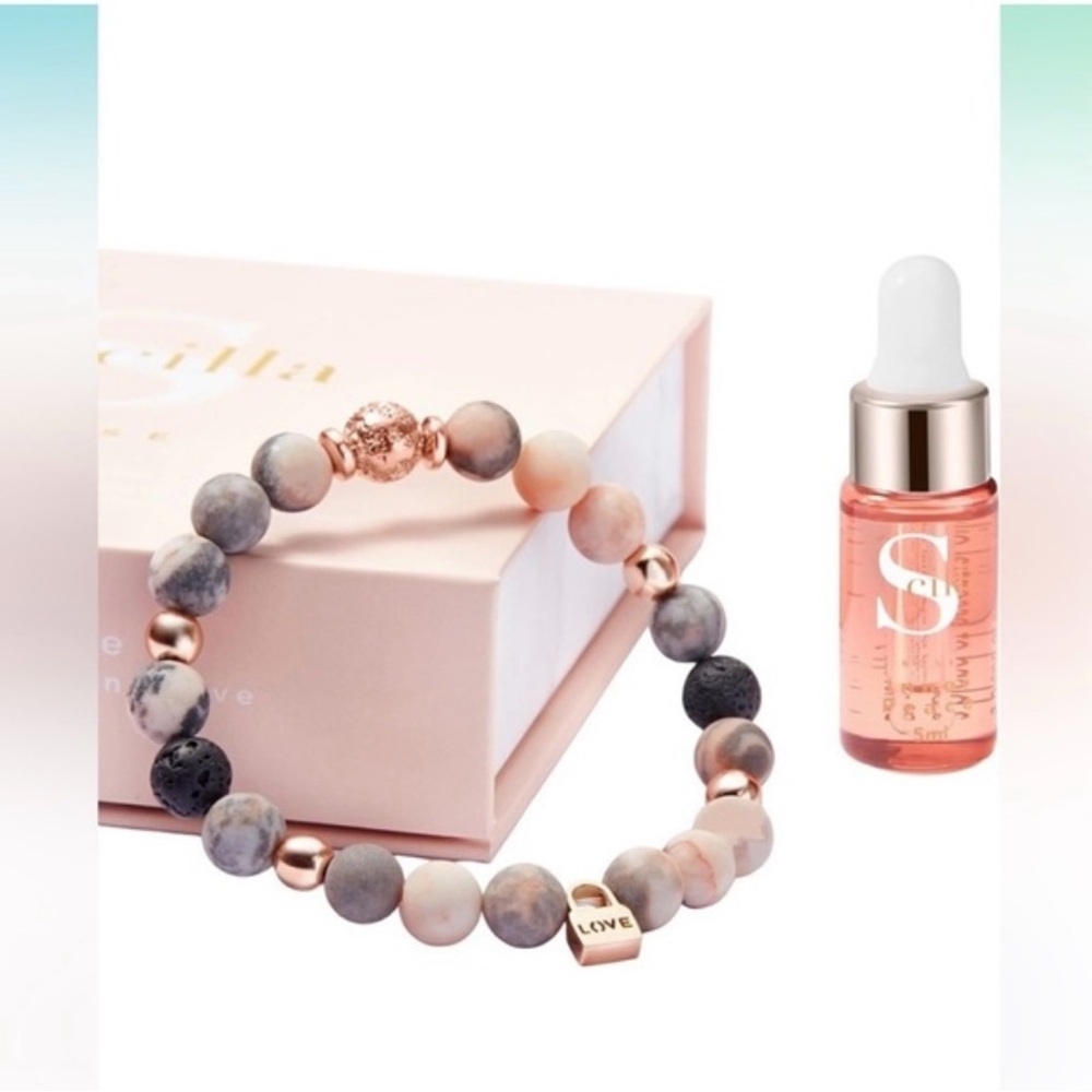 Scilla rose quarts Lava stone Bracelet Diffuser with essential oil